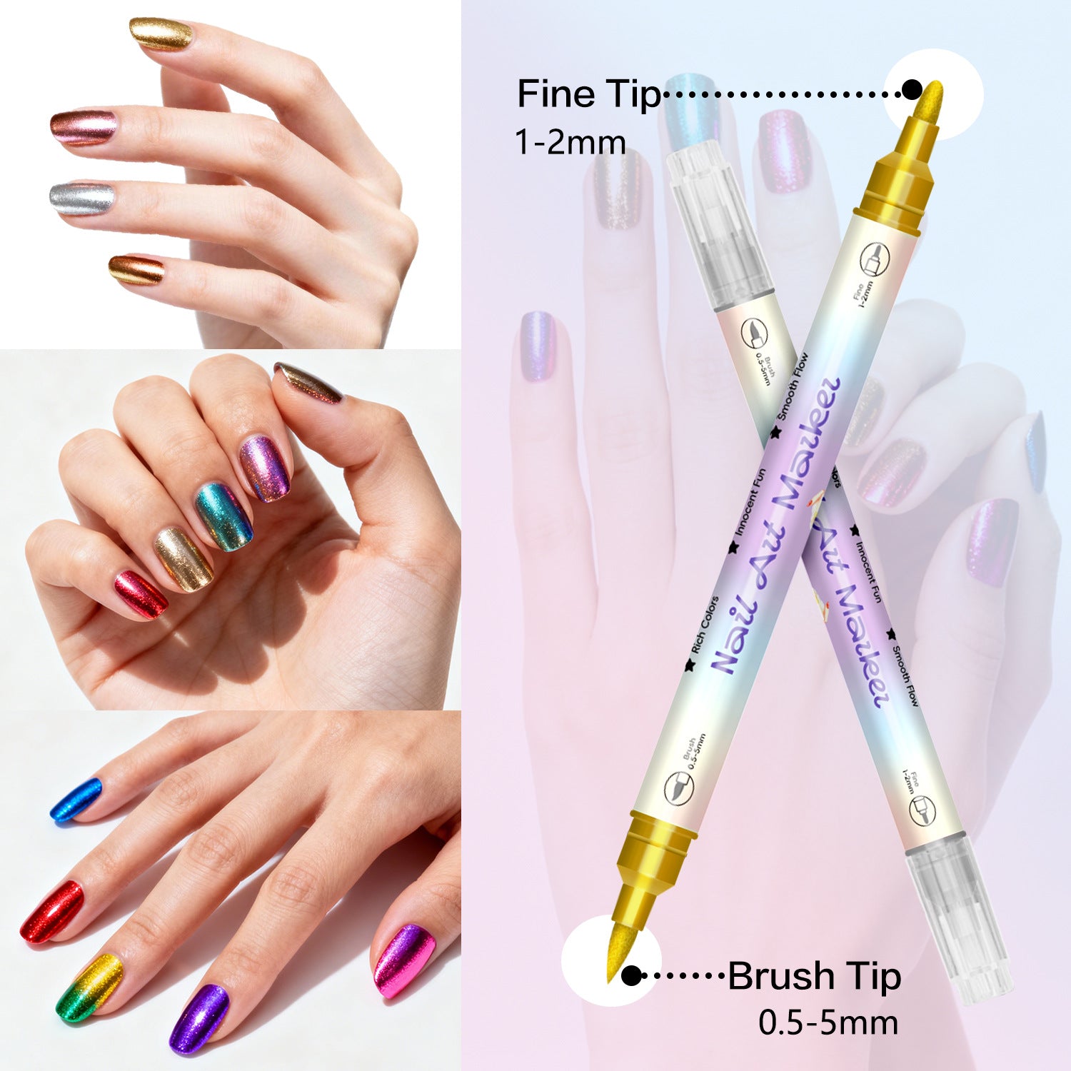 🥳Super Promocje 2026🥳💞 Sprzedaż przekroczyła 50 000 sztuk! ✨🎨12-kolorowe pisaki do zdobienia paznokci💅🖌️