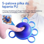 Piłka ortopedyczna do rehabilitacji dłoni i palców z pierścieniami stabilizującymi, przyrząd do treningu siły i sprawności ruchowej dla seniorów oraz osób po udarze.