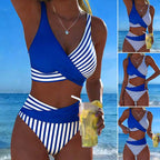 【40-100kg】Dwuczęściowe, kolorowe bikini w bloki i paski