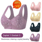 ✨💞【Koty 40-105】Elegancki bawełniany biustonosz zapinany z przodu dla pań w średnim wieku
