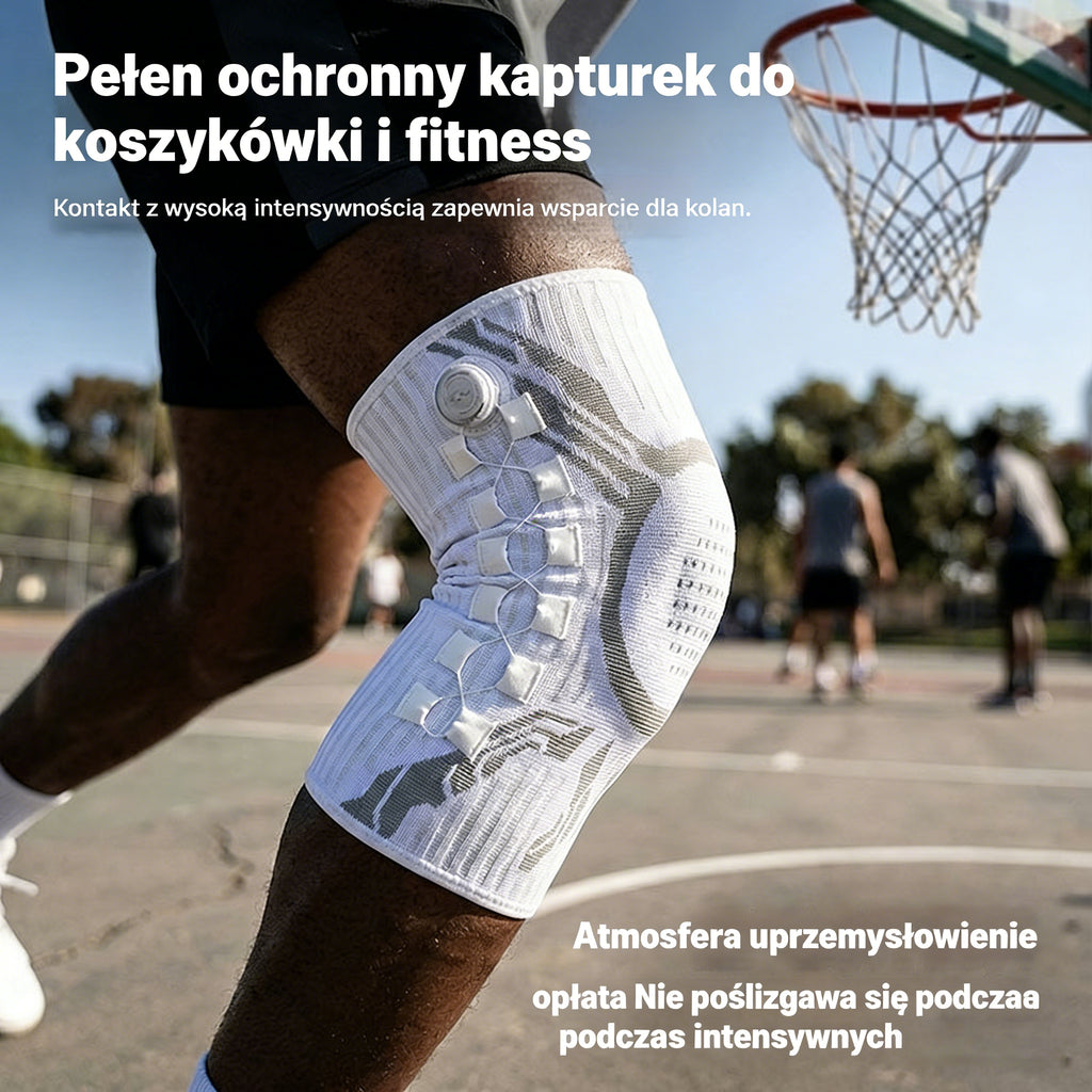 🔥Gorąca sprzedaż🔥🦵🦵Silikonowa sportowa opaska kompresyjna na kolano z podparciem sprężynowym, amortyzująca wstrząsy, do biegania i fitnessu