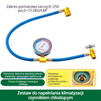 🔧❄️ Wąż do napełniania czynnikiem chłodniczym AC R134a z manometrem – szczelny, łatwy do odczytu, kompatybilny z samochodami, ciężarówkami i domową klimatyzacją – bezpieczne samodzielne napełnianie 🚗