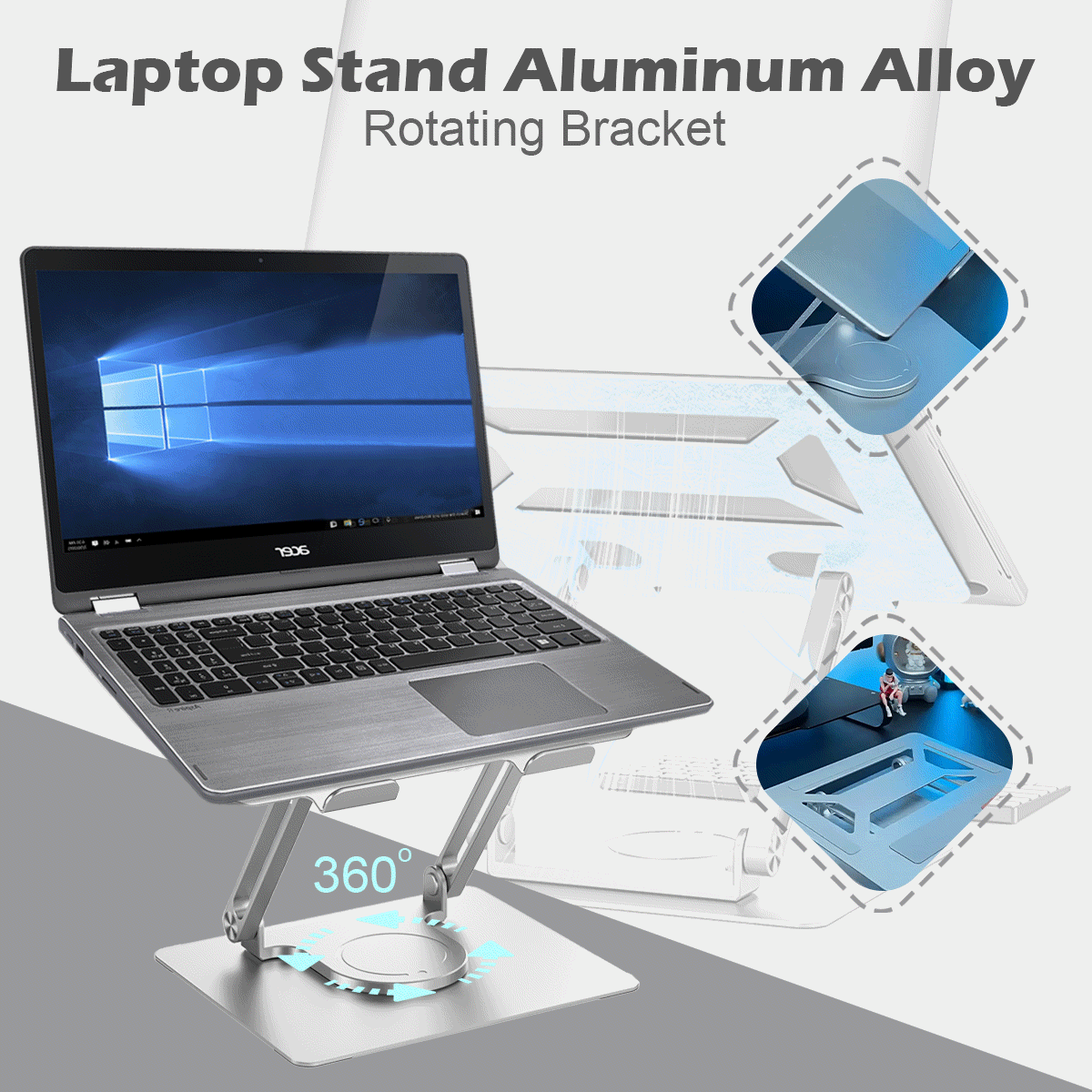 💥💻【Promocja – 40% zniżki!】Obrotowy stojak z aluminium na laptop i tablet