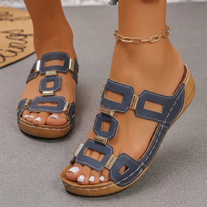 👡【Wygodne, brak zmęczenia podczas chodzenia】Sandały w stylu retro na platformie i koturnie (ortopedyczne)