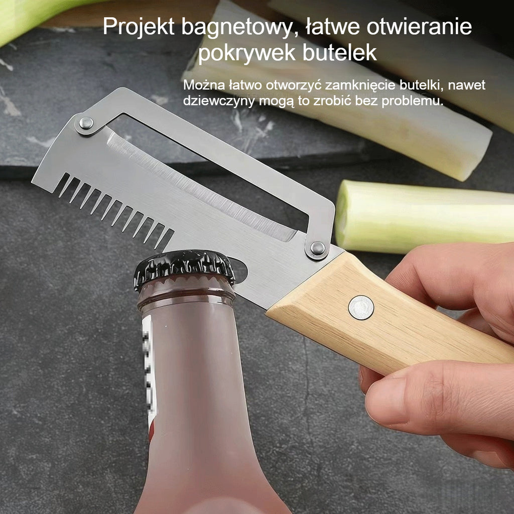 ✅【Kup 1, otrzymaj 1 gratis!】🧅🔪 Wielofunkcyjna obieraczka kuchenna 3 w 1: obiera, kroi i otwiera butelki!