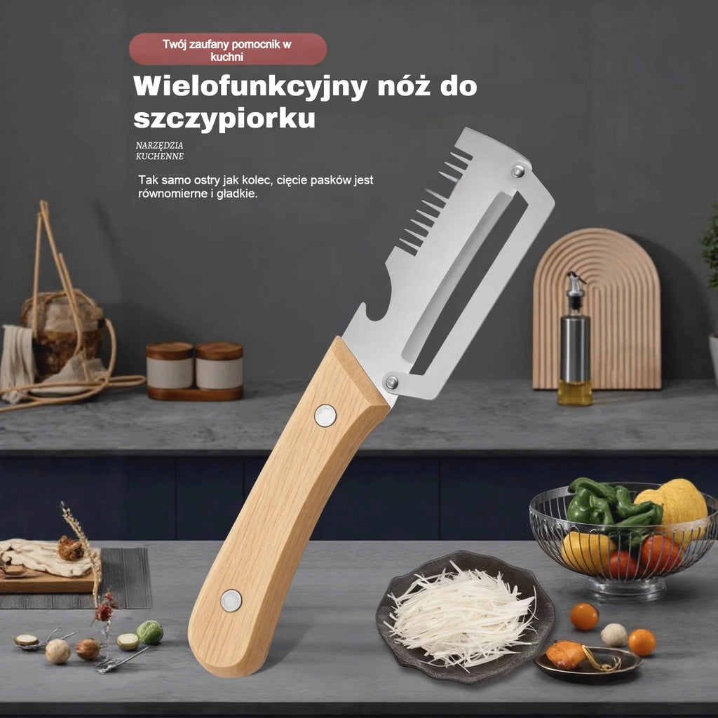 ✅【Kup 1, otrzymaj 1 gratis!】🧅🔪 Wielofunkcyjna obieraczka kuchenna 3 w 1: obiera, kroi i otwiera butelki!